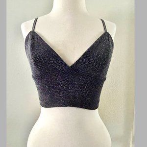Zara Traffic stretchable cropped cami top black With glitter
